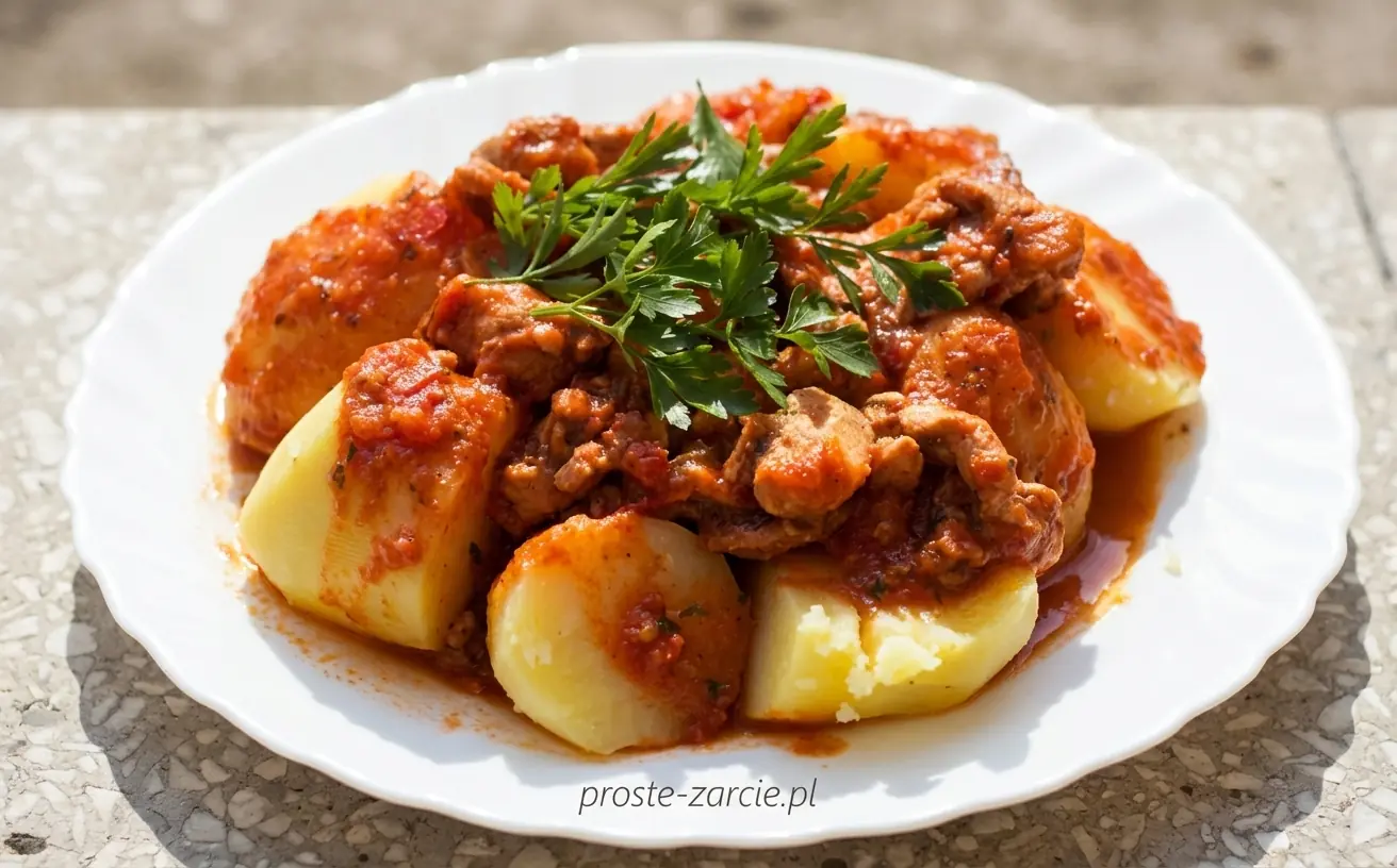 Pikantny gulasz z indyka z chili i pomidorami